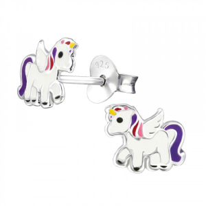 Oorknopjes zilver eenhoorn